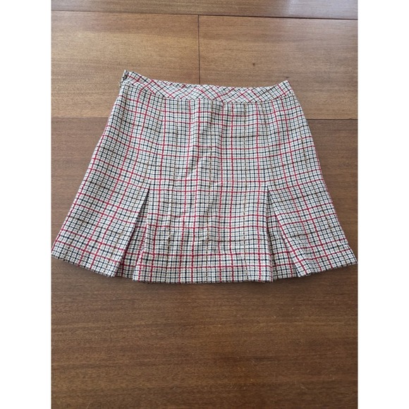 Ann Taylor Loft Houndstooth Wool Blend Pleated Mini‎ Skirt Women's 8p Preppy - Picture 3 of 15